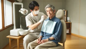 歯科医と男性患者