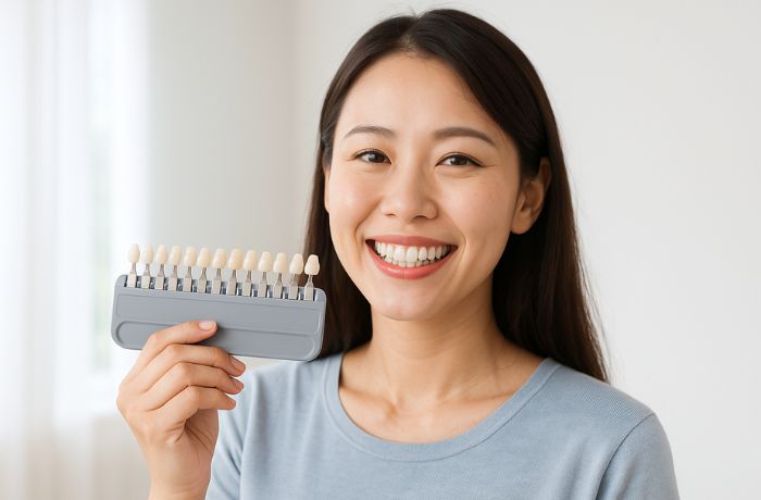 セラミック治療とホワイトニングを検討する女性