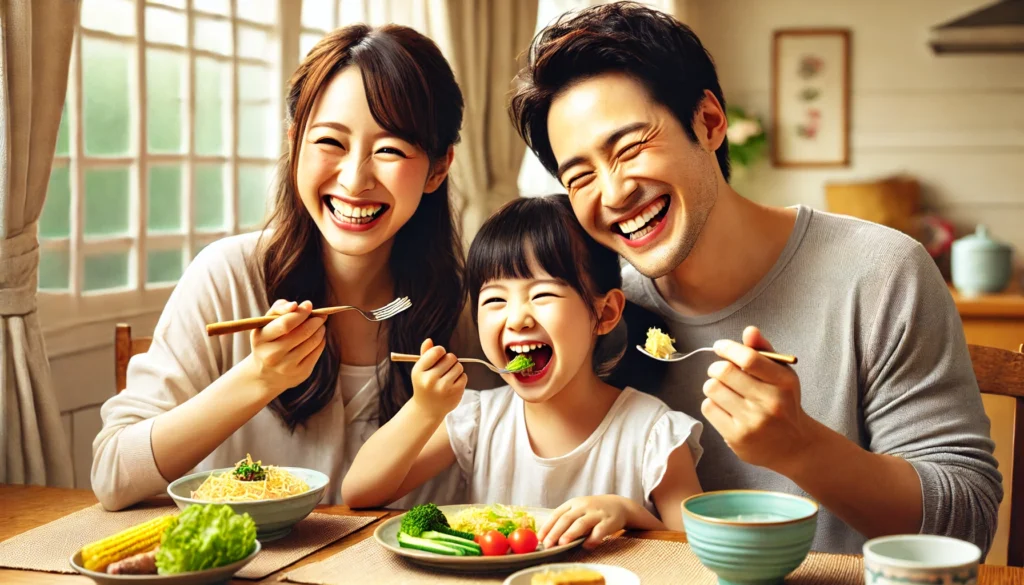 よく噛んで食べている家族