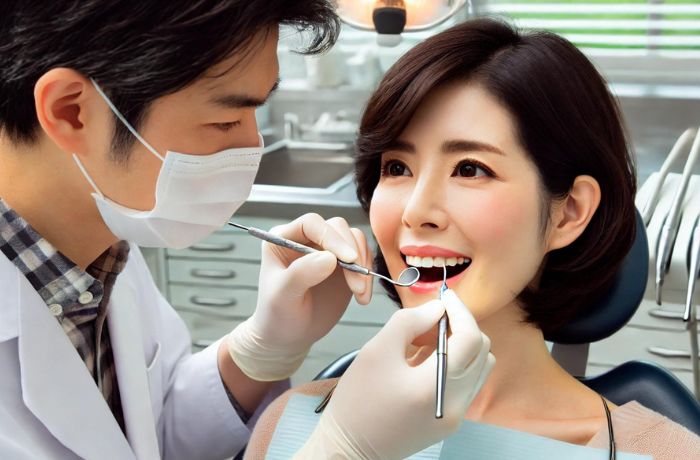 歯周病の治療を受ける女性
