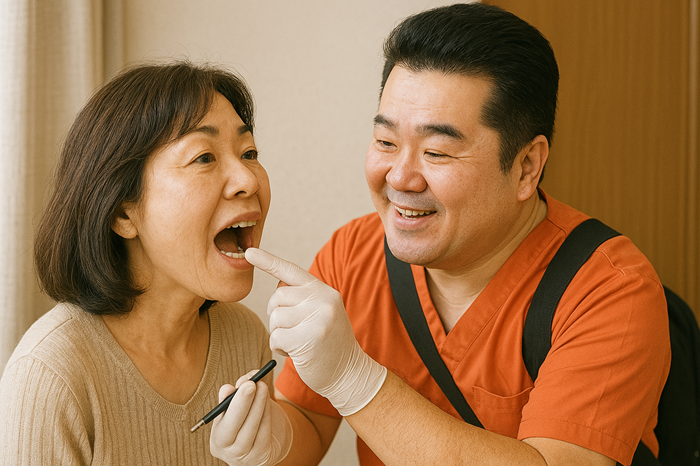 訪問歯科診療をする歯科医師