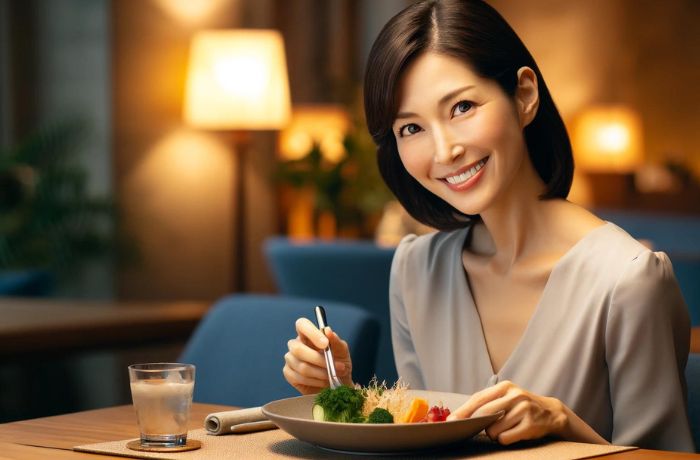 食事をする女性